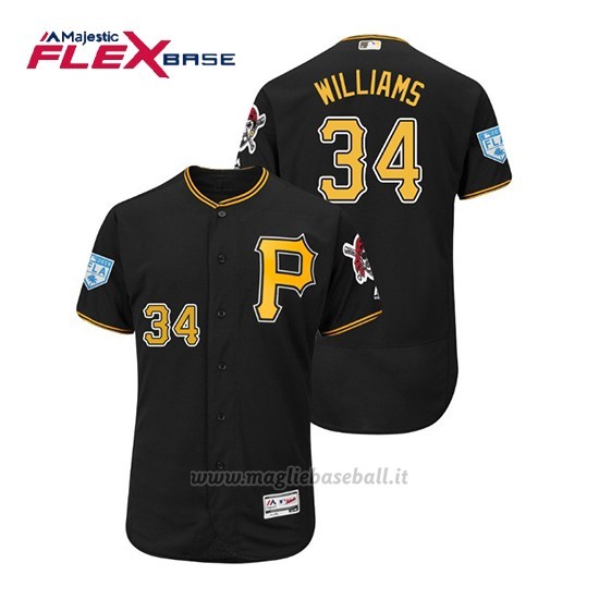Maglia Baseball Uomo Pittsburgh Pirates Trevor Williams Flex Base Entrenamiento De Primavera 2019 Nero
